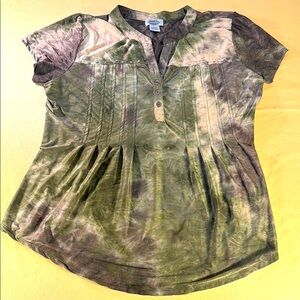 Sienna grace, women’s blouse, green and tan marbled size large